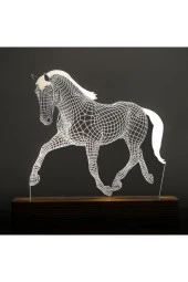 BY-LAMP Koşan At Tasarımlı Led Masa Lambası Ahşap Taban Günışığı Renk Hediye Dekoratif Aydınlatma thumbnail 2