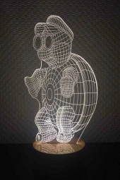 BY-LAMP Kaplumbağa Figürlü Led Masa Lambası | 7 Işık Rengi | Ahşap Taban thumbnail 1