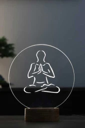 BY-LAMP Meditasyon Figürlü Led Masa Lambası | 7 Işık Rengi | Ahşap Taban thumbnail 1