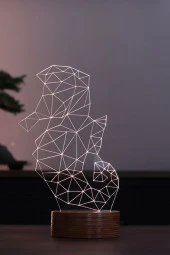 BY-LAMP Denizatı Figürlü Dekoratif Hediye Led Masa Lambası | 7 Işık Rengi | Ahşap Taban - 1