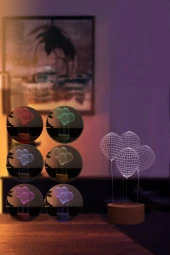 BY-LAMP Balon Figürlü Dekoratif Hediye Led Masa Lambası | 7 Işık Rengi | Ahşap Taban thumbnail 2