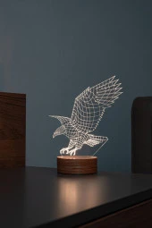 BY-LAMP Kartal Tasarımlı Led Masa Lambası - Ahşap Taban 7 Farklı Işık Renkli Hediye Dekoratif Aydınlatma - 1