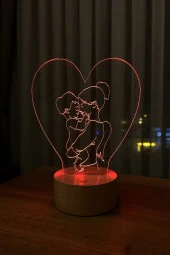 BY-LAMP Anneler Gününe Özel Lamba Tasarımı Ahşap Taban 7 Farklı Işık Renkli Hediye Dekoratif Aydınlatma thumbnail 1