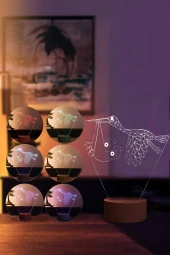 BY-LAMP Leylek Ikizler Led Masa Lambası | 7 Işık Rengi | Ahşap Taban - 2