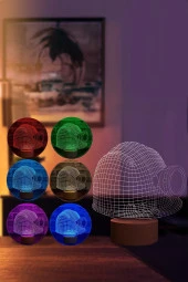 BY-LAMP Madenci Bareti Figürlü Led Masa Lambası | 7 Işık Rengi | Ahşap Taban thumbnail 2