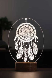 BY-LAMP Düş Kapanı Figürlü Dekoratif Hediye Led Masa Lambası | 7 Işık Rengi | Ahşap Taban thumbnail 1