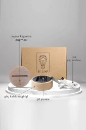 BY-LAMP Uçak Ve Dünya Figürlü Dekoratif Hediye Led Masa Lambası | 7 Işık Rengi | Ahşap Taban thumbnail 3