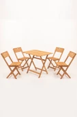 Meya Dekor Balkon - Bahçe 5'li Katlanabilir Bistro Set 4 Sandalye 1 Bahçe 60x80 Cm Masa - 1