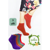Kadın Kaliteli Bambu Patik Çorap (5 ADET) Dikişsiz Görünmez Parfümlü Kısa Model Çorap - 1
