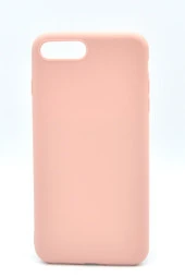 iPhone 7 Plus / 8 Plus Uyumlu Düz Renk Esnek Yumuşak Silikon Kılıf  Rubber Pembe thumbnail 1