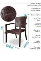Nar Sokağı 6 Adet Zeugma Rattan Kollu Sandalye Koltuk 6'Lı Set - 2