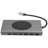 ScHitec 15in1 Hub Kablosuz Şarj/Type-C to 4K HDMI/UsbA 3.0/TF SD/VGA/3.5mm/AUX/PD/RJ45 Gigabit Ethernet Dönüştürücü Adaptör - 1
