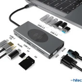 ScHitec 15in1 Hub Kablosuz Şarj/Type-C to 4K HDMI/UsbA 3.0/TF SD/VGA/3.5mm/AUX/PD/RJ45 Gigabit Ethernet Dönüştürücü Adaptör - 2