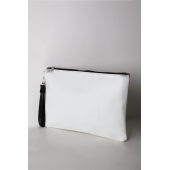 Kadın Vegan Deri Clutch Fermuarlı Beyaz Baskılı Omuz Çantası - 3