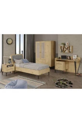 VENATTO Trio L Genç Odası Meşe - Trio 3 Kapılı Dolap, Trio Çalışma Masası, Trio Komodin, Trio Karyola 90X190 (%100Mdf) - 1