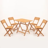 Meya Dekor Balkon - Bahçe 5'li Katlanabilir Bistro Set 4 Sandalye 1 Bahçe 60X80 cm Masa - 1
