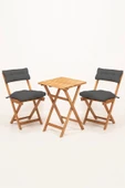 Meya Dekor Sırt ve Oturak Minderli Balkon Bahçe Mutfak 3'lü Bistro Set Katlanır Masa-Sandalye 50x50 Masalı - 1