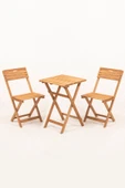 Meya Dekor Sırt ve Oturak Minderli Balkon Bahçe Mutfak 3'lü Bistro Set Katlanır Masa-Sandalye 50x50 Masalı - 2
