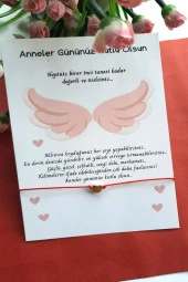 5 Adet Melek Kanadı Konsept Kuşe Kartlı Gold Kalp Bileklik - Anneler Günü Hediyesi -  Jelatinli - 2