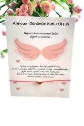 5 Adet Melek Kanadı Konsept Kuşe Kartlı Gold Kalp Bileklik - Anneler Günü Hediyesi -  Jelatinli - 6