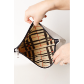 Kadın Vegan Deri Clutch Fermuarlı Beyaz Nota Figürlü Baskılı Omuz Çantası - 5