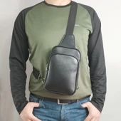 Lederax Hakiki Deri Çapraz Omuz Çantası Çift Taraf Askılı Bodybag - 1