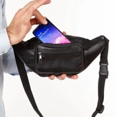 Lederax %100 Hakiki Deri Freebag Bel Çantası Siyah - 2