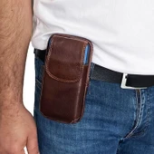 Lederax Erkek Hakiki Deri Telefon Bölmeli Bel Ve Göğüs Çantası - 5
