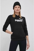 Puma Ess Logo Hoodie - Kadın Siyah Kapüşonlu Sweatshirt - 586791 01 - 2