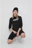 Puma Ess Logo Hoodie - Kadın Siyah Kapüşonlu Sweatshirt - 586791 01 - 1