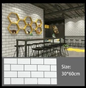 Renkli Duvarlar 6 Adet 60x30cm Beyaz Tuğla Desen Yapışkanlı Karavan Prefabrik Banyo Wc Duvar Paneli Shiny-19 thumbnail 4