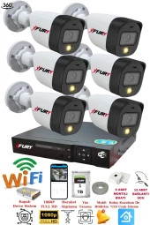 FURY 6 Kameralı Gece Renkli 1080P 2Mp Görüntü Full Hd Ultra Led Gece Renkli Güvenlik Kamerası Seti 1 TB thumbnail 1