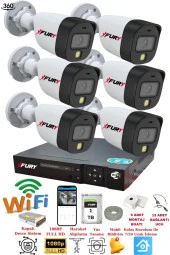 FURY 6 Kameralı Gece Renkli 1080P 2Mp Görüntü Full Hd Ultra Led Gece Renkli Güvenlik Kamerası Seti 1 TB thumbnail 2