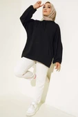Kapüşonlu Oversize Sweat Siyah thumbnail 2