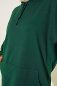Kapüşonlu Oversize Sweat Zümrüt thumbnail 4