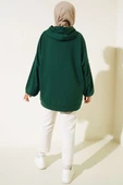 Kapüşonlu Oversize Sweat Zümrüt - 2