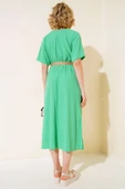 Kırkınkıl Hasır Kemerli Elbise Yeşil thumbnail 3