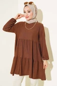 Kol Lastikli Tunik Kahve - 1