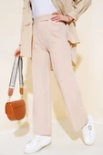 Beli Cırtlı Bol Paça Pantolon Bej thumbnail 1