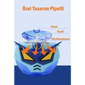 Coco Smile Cocosmile Özel Kutulu 630 ml Pipetli Robot Temalı Tritan Su Matarası -Boyun Askılı Beyaz - 5