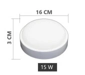 Horoz Artos 15W Yuvarlak Beyaz Led Nem Su Geçirmez Banyo Bahçe Modern Tavan Lambası Beyaz Işık 6500K - 4