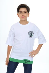 Erkek Çocuk Garni Detaylı Baskılı T-Shirt 9-14 Yaş Lx7083 - 3