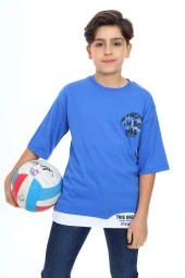 Erkek Çocuk Garni Detaylı Baskılı T-Shirt 9-14 Yaş Lx7083 - 4