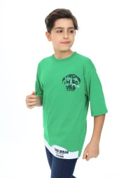 Erkek Çocuk Garni Detaylı Baskılı T-Shirt 9-14 Yaş Lx7083 - 5