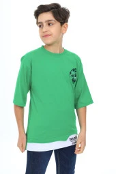 Erkek Çocuk Garni Detaylı Baskılı T-Shirt 9-14 Yaş Lx7083 - 6