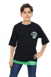 Erkek Çocuk Garni Detaylı Baskılı T-Shirt 9-14 Yaş Lx7083 - 9
