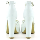 Erkan Saçmacı Carmen Beyaz Fileli Önü Açık Bilekten Bağlamalı Platform Topuklu Ayakkabı - 4