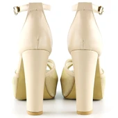 Erkan Saçmacı Carmen Ten Fileli Önü Açık Bilekten Bağlamalı Platform Topuklu Ayakkabı - 4