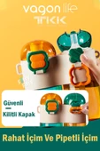 TKK Tek Gövde Çift Hazne 2*400 800ml Sıvı Kapasiteli Boyun Askılı Pipetli /Rahat içim Tritan Matara - 4