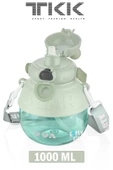 TKK VVA1000 ML Çift Kullanım Pipetli/Rahat içim Bpa İçermeyen Taşıma Ve Boyun Askılı Tritan Su Matarası FFTKK1003-1000ML - 7